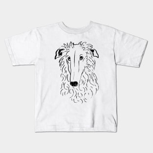 Borzoi (Black and White) Kids T-Shirt